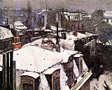 Snow Canvas Paintings - Rooftops Under Snow